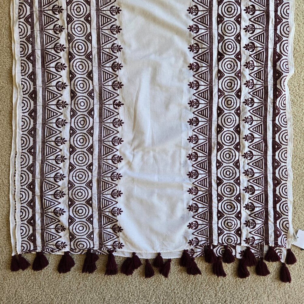 NWT Club Monaco Rasa Embroidered Scarf Cotton Silk Wildberry - Picture 5 of 12